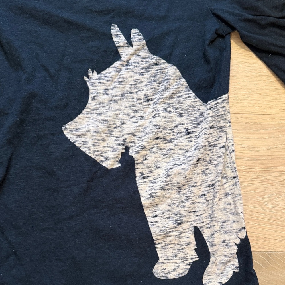 Anthropologie Black Short-Sleeve Tee with Heather Gray Dog Silhouette size S - Picture 7 of 14